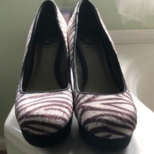 Zebra print platform shoes